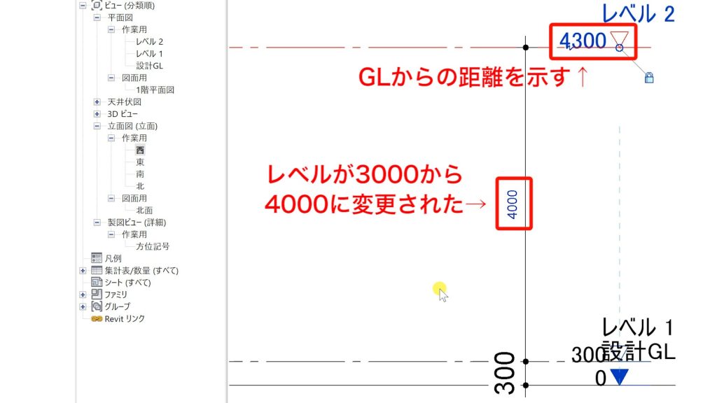 １．Revitのレベル編集方法